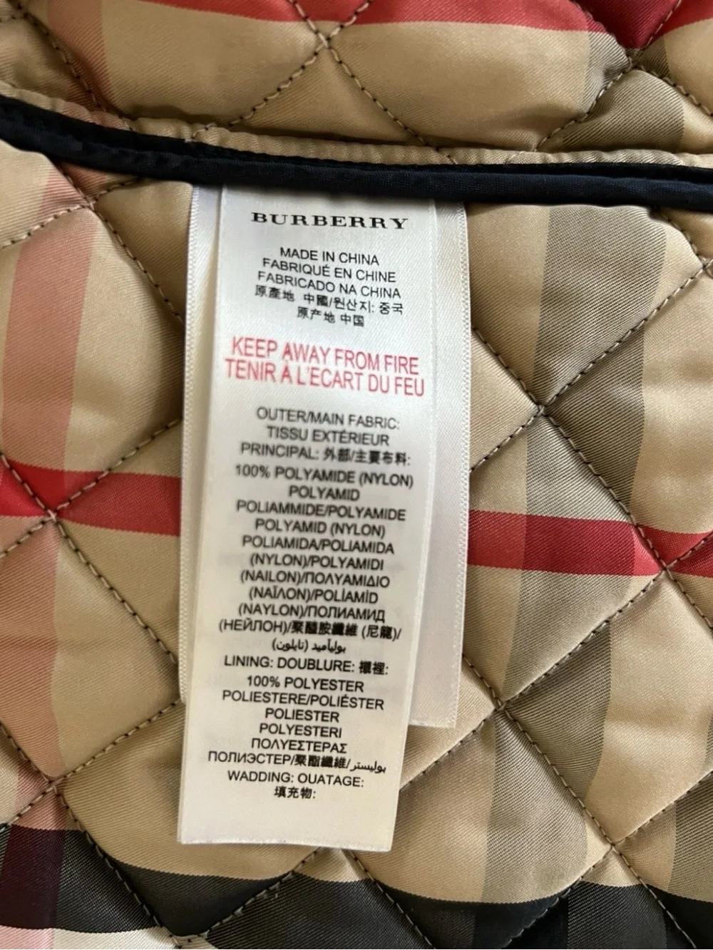 Burberry Navy Quilted Kids Puffer Jacket size 6